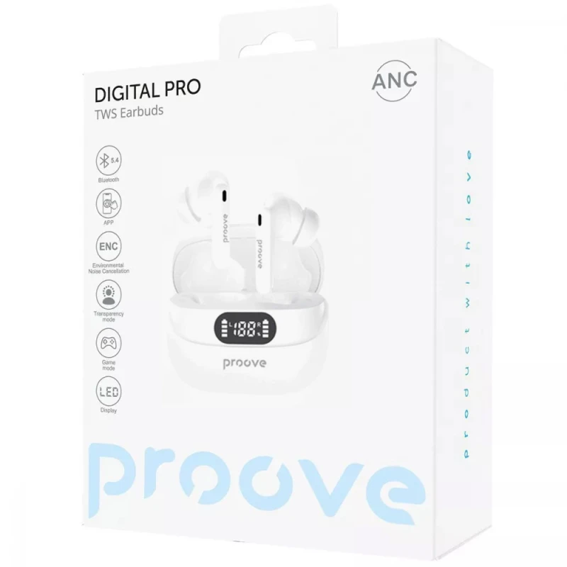 Бездротові TWS навушники Proove Digital Pro with ANC (APP) – White. Фото 6 з 7