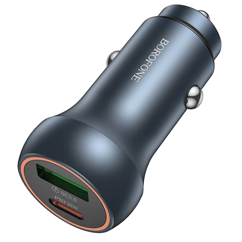 АЗП Borofone BZ32B Fresh PD30W+QC3.0 total 48W (1USB-A/1C) – Metal gray. Фото 4 з 4