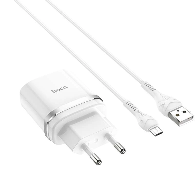 СЗУ Hoco C12Q Smart QC3.0 (1USB/3A) + MicroUSB – Белый. Фото 2 из 6