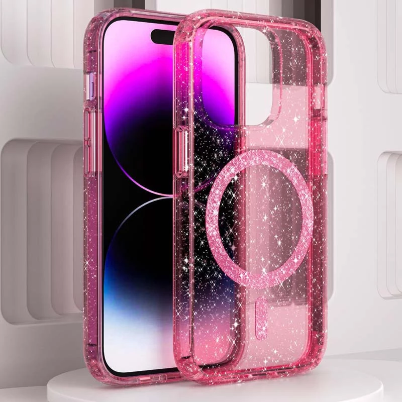 Чохол з блискітками та MagSafe на Apple iPhone 12 Pro Max (6.7") – Pink+Glitter. Фото 3 з 3