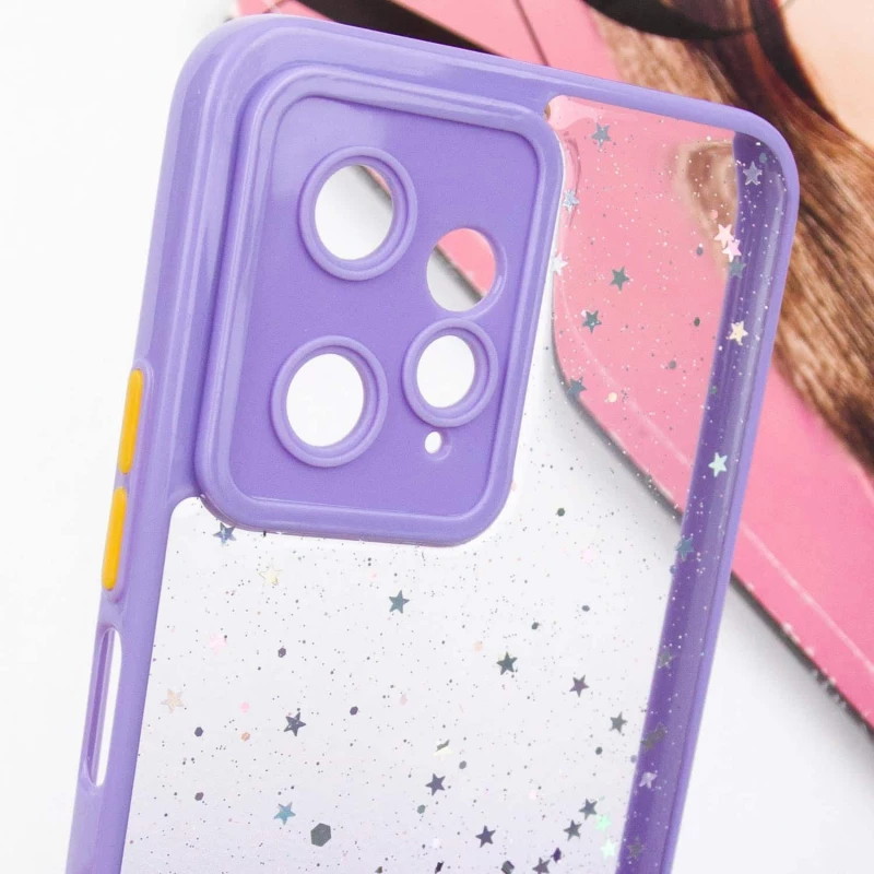 Чохол з блискітками та захистом камери на Xiaomi Redmi Note 12 4G – Бузковий. Фото 7 з 9
