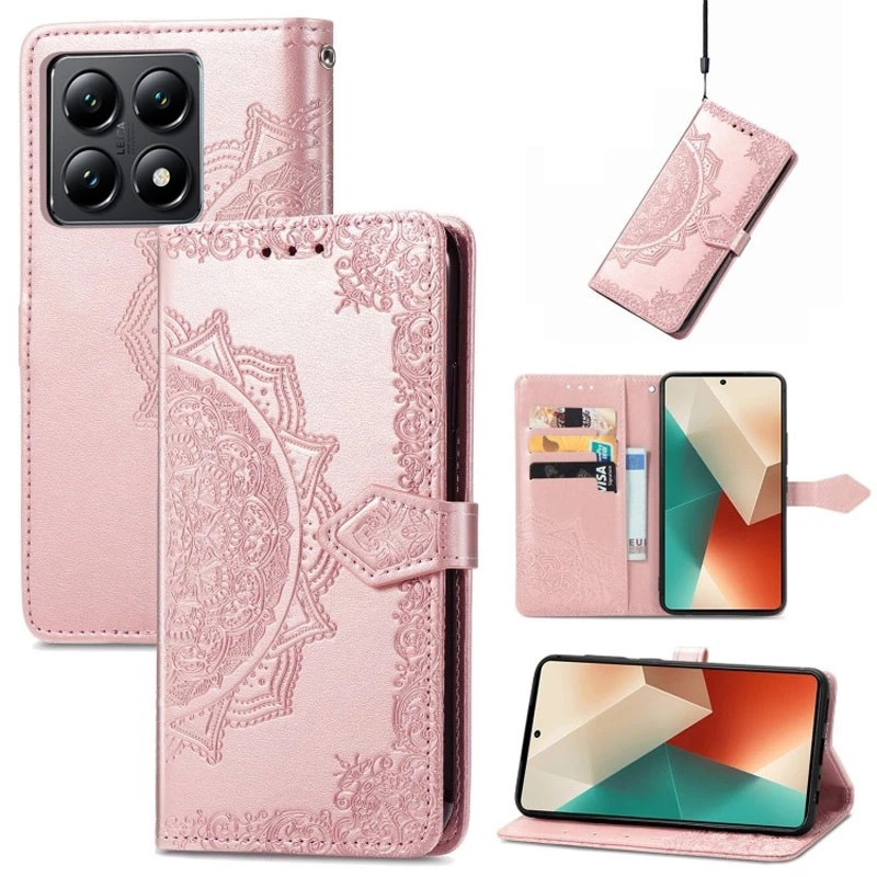 Кожаный чехол-книжка Art Case с визитницей для Xiaomi 14T Pro – Розовый. Фото 6 из 8