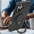 Шкіряна ретро накладка з кільцем та Magnetic Safe на Apple iPhone 16 – Black. Фото 5 з 6
