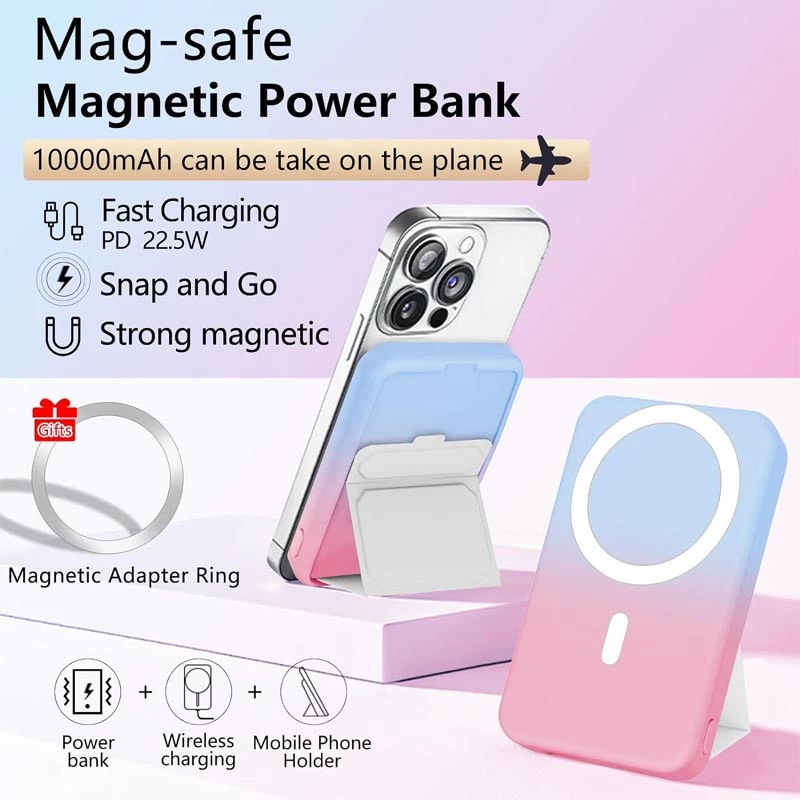 Портативний зарядний пристрій Power Bank JJT-A27-1 Gradient PD20W+QC 22.5W з БЗП 10000 mAh – Blue / Pink. Фото 7 з 7