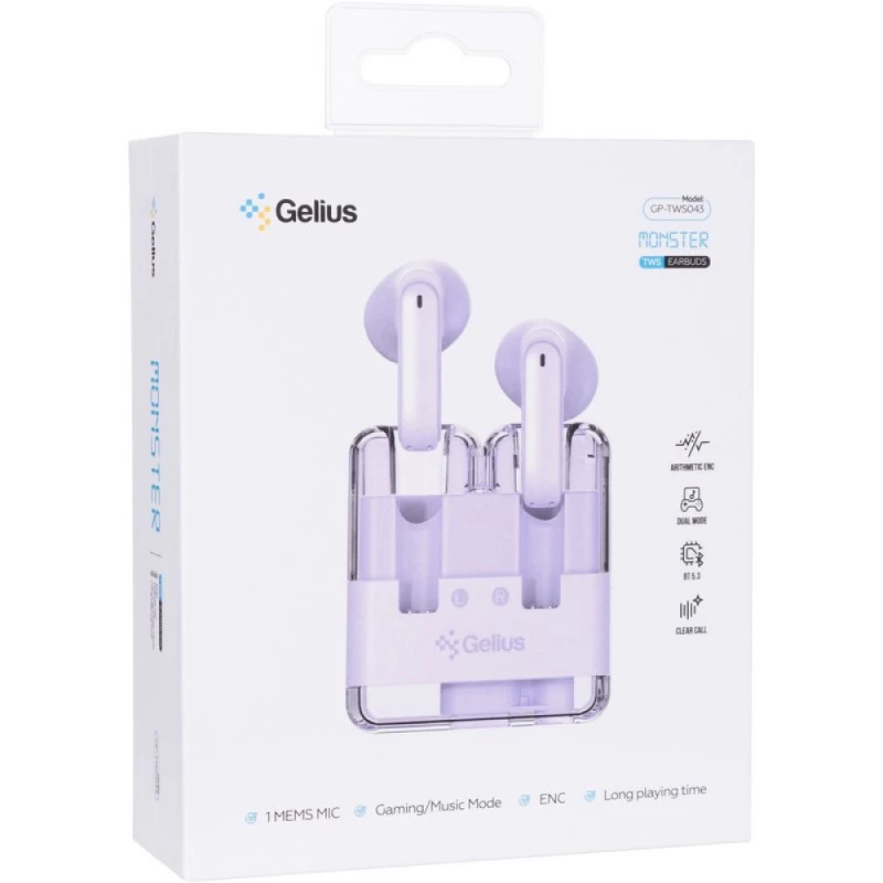 Бездротові TWS навушники Gelius Monster GP-TWS043 – Violet. Фото 4 з 5