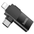 Перехідник Hoco UA17 2in1 Lightning Male/Type-C Male to USB female – Black. Фото 3 з 6