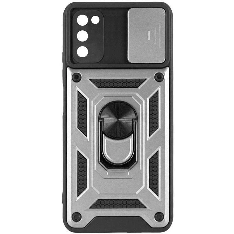 Ударопрочный чехол Serge Ring с защитой камеры для Samsung Galaxy A03s – Серебряный. Фото 2 из 5