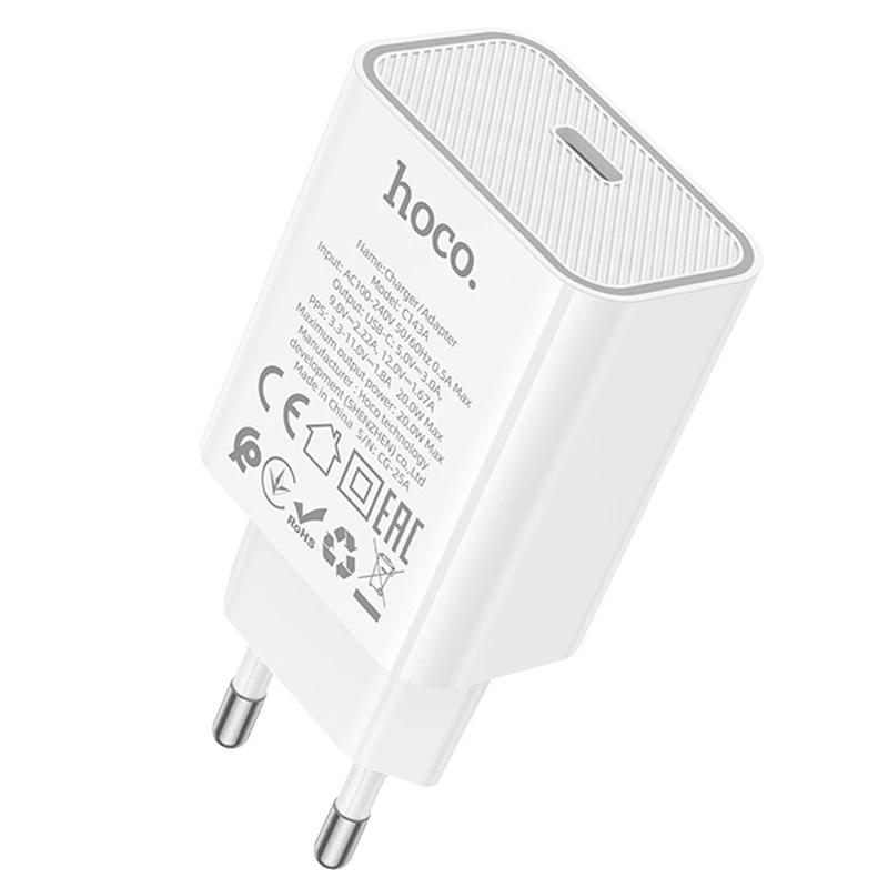 МЗП Hoco C143A Benefit PD20W (1USB-C) – White. Фото 4 з 8