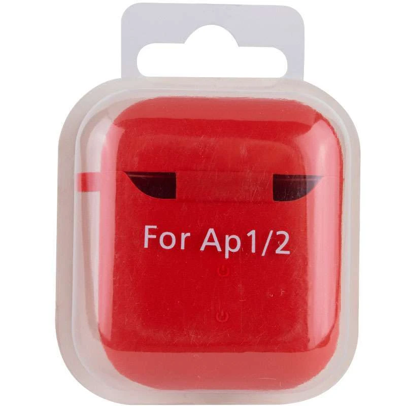 Силіконовий футляр з мікрофіброю для навушників Airpods 1/2 – Червоний / Red. Фото 5 з 5