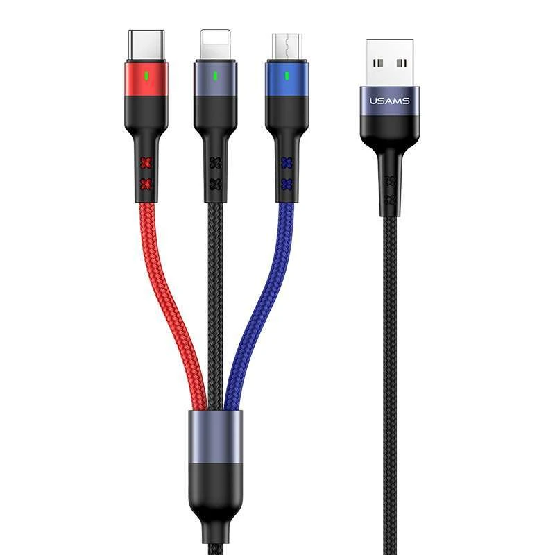 

Дата кабель Usams US-SJ410 U26 3in1 USB to Combo 2A (0.35m)