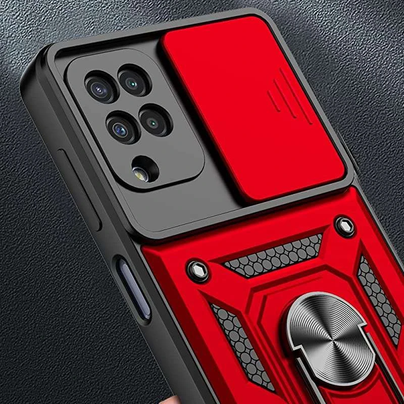 Ударопрочный чехол Serge Ring с защитой камеры для Samsung Galaxy A22 4G – Красный. Фото 2 из 4