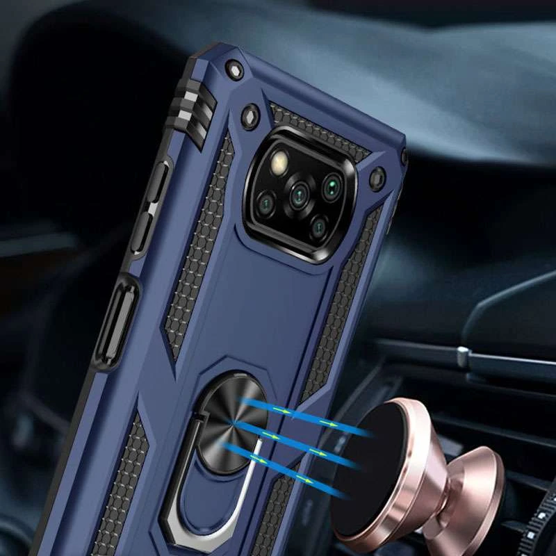 Протиударний чохол Serge Ring з кільцем на Xiaomi Poco X3 NFC / Poco X3 Pro – Темно-синій. Фото 4 з 7