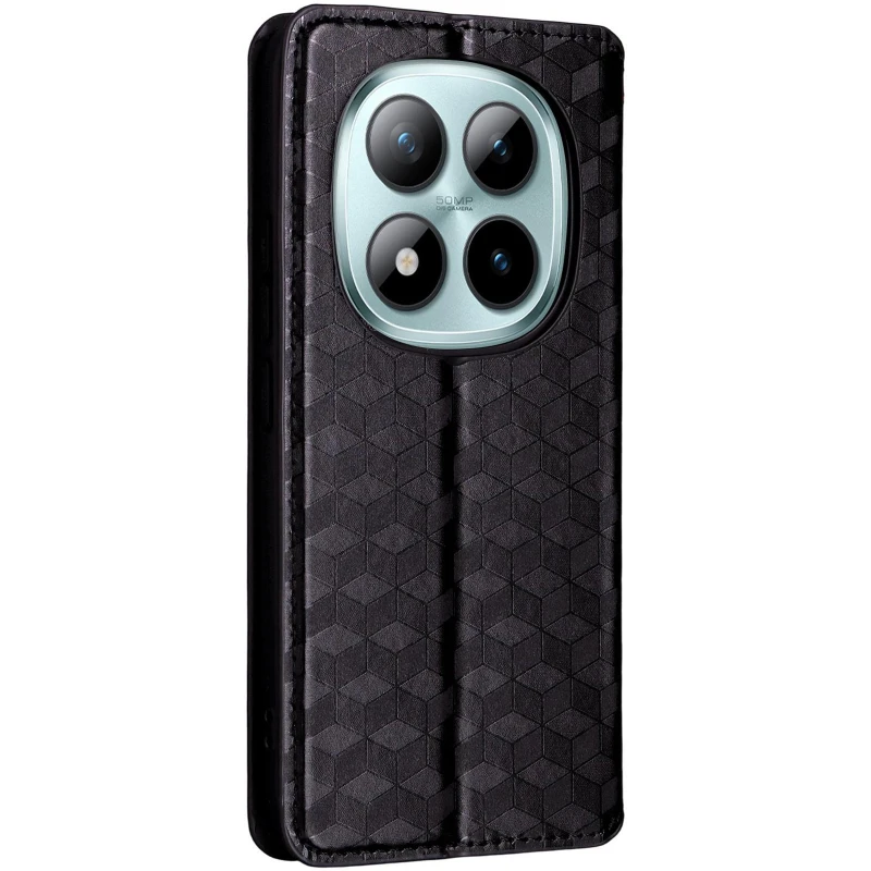 Шкіряний чохол-книжка Rhombus Book для Xiaomi Redmi Note 15 Pro+ 5G – Black. Фото 2 з 7
