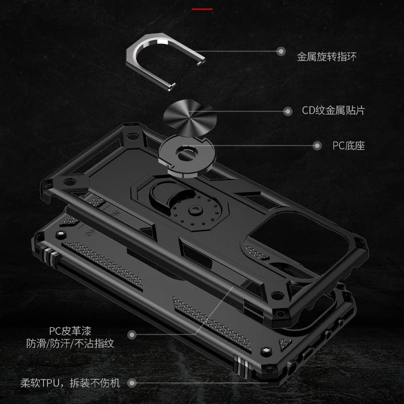 Протиударний чохол Serge Ring з кільцем на Xiaomi Redmi Note 13 Pro 4G – Чорний. Фото 6 з 6