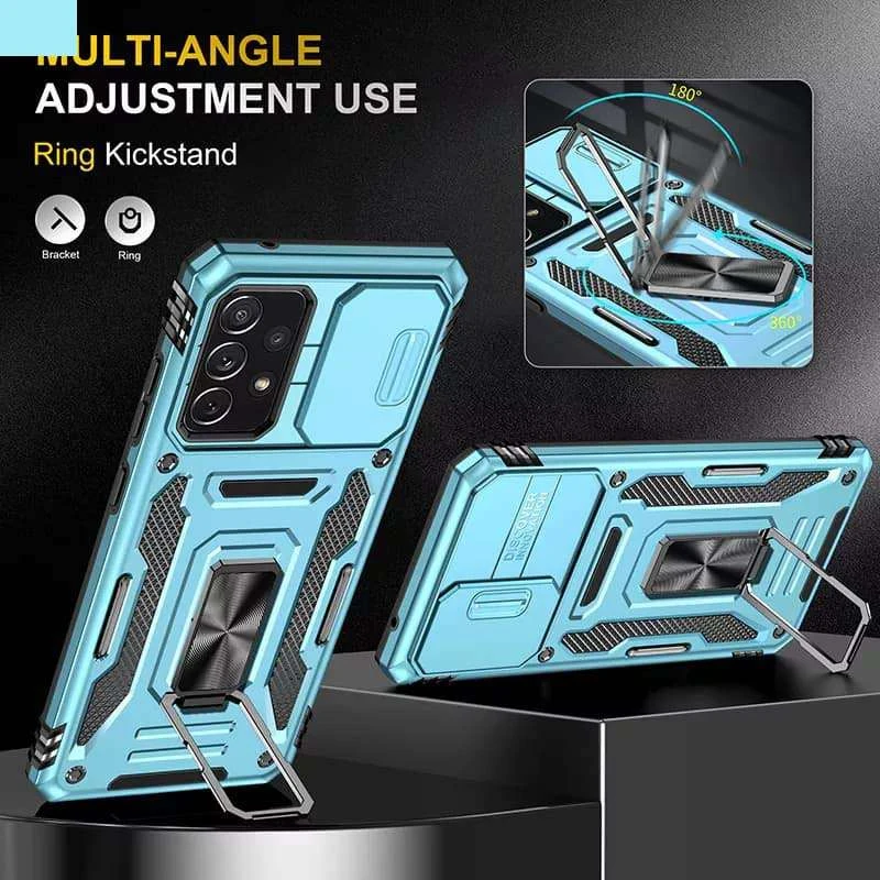 Ударопрочный чехол Square Ring c шторкой на камеру для Samsung Galaxy A73 5G – Голубой / Light Blue. Фото 12 из 14