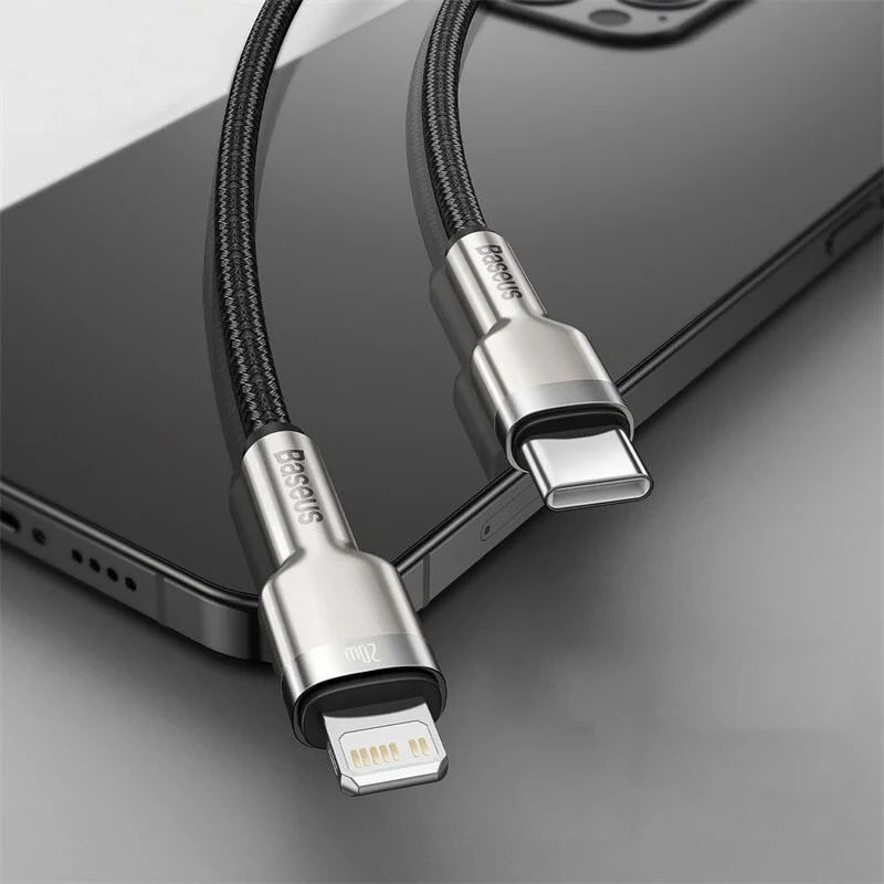 Дата кабель Baseus Cafule Series Metal Type-C to Lightning PD 20W (0.25m) (CATLJK-0) – Black. Фото 3 з 4