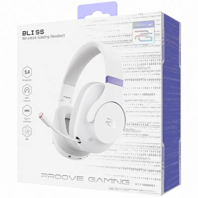 Накладные беспроводные наушники Proove Gaming Bliss with microphone (APP) – White. Фото 5 из 5
