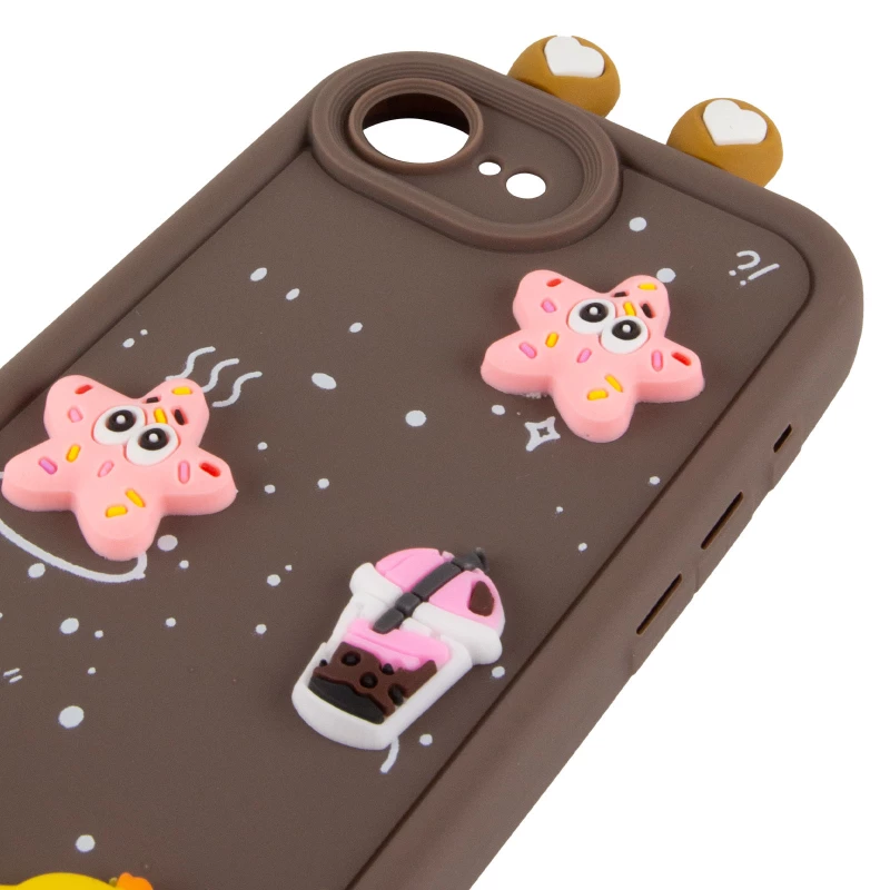 Силиконовый чехол Funny Toys with Ears для Apple iPhone 17e (6.1") – Brown. Фото 5 из 6