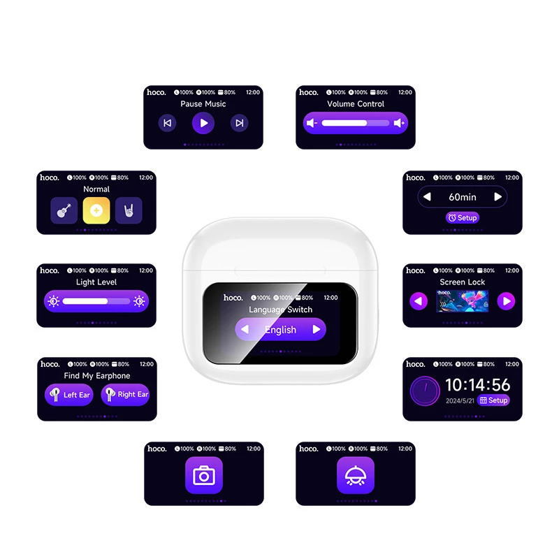 Беспроводные TWS наушники Hoco EW81 Elegant with Touch Screen ANC – White. Фото 7 из 8