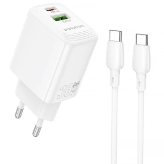 СЗУ Borofone BN29 Fuente PD30W+QC3.0 (1USB-A/1C) + кабель Type-C to Type-C фото 1 СЗУ Borofone BN29 Fuente PD30W+QC3.0 (1USB-A/1C) + кабель Type-C to Type-C фото 1 из 1