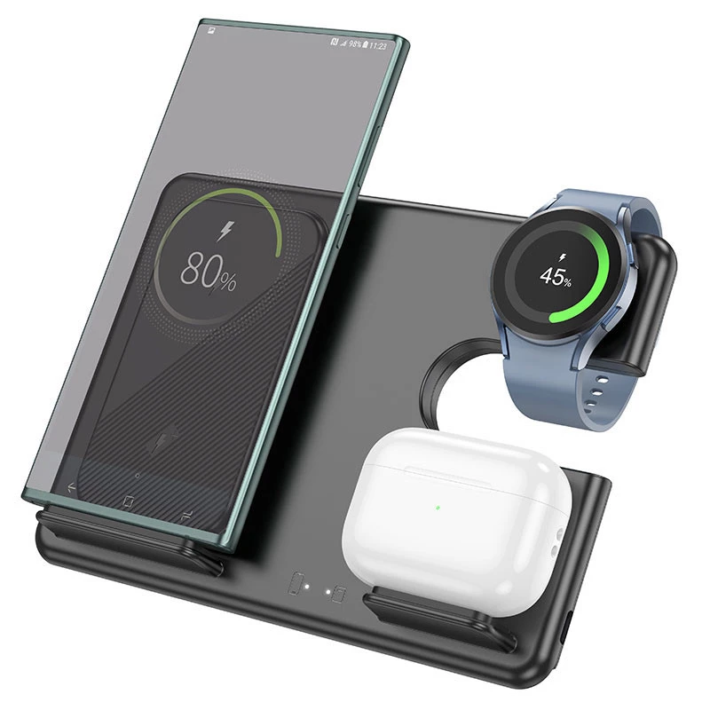 

БЗУ Hoco CQ2 Flash folding 3-in-1 wireless fast charger (for Samsung Watch) (Black)
