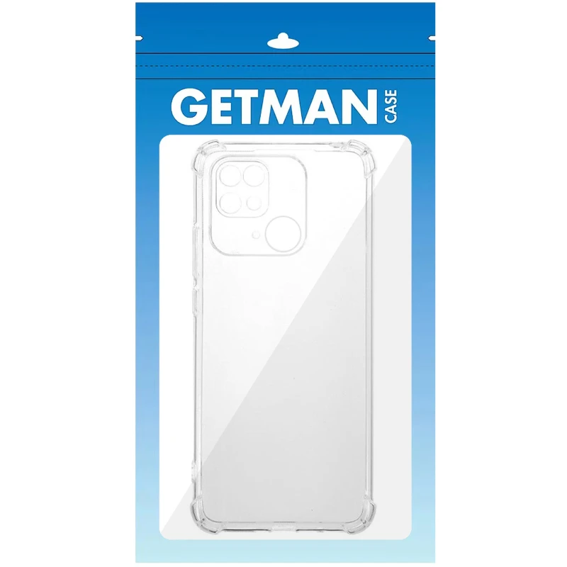 Ультратонкий силиконовый чехол GETMAN с крытыми бортами та камерою на Xiaomi Redmi 10C – Бесцветный (прозрачный). Фото 3 из 5