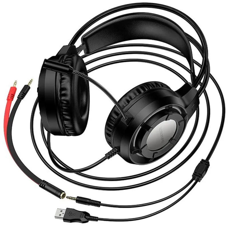 Накладні навушники Borofone BO112 Wave 3.5mm+USB – Black. Фото 4 з 6