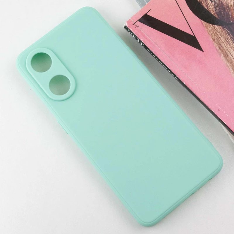 Цветной силиконовый чехол с защитой камеры для Oppo Reno 8T 4G – Зеленый / Menthol. Фото 3 из 8