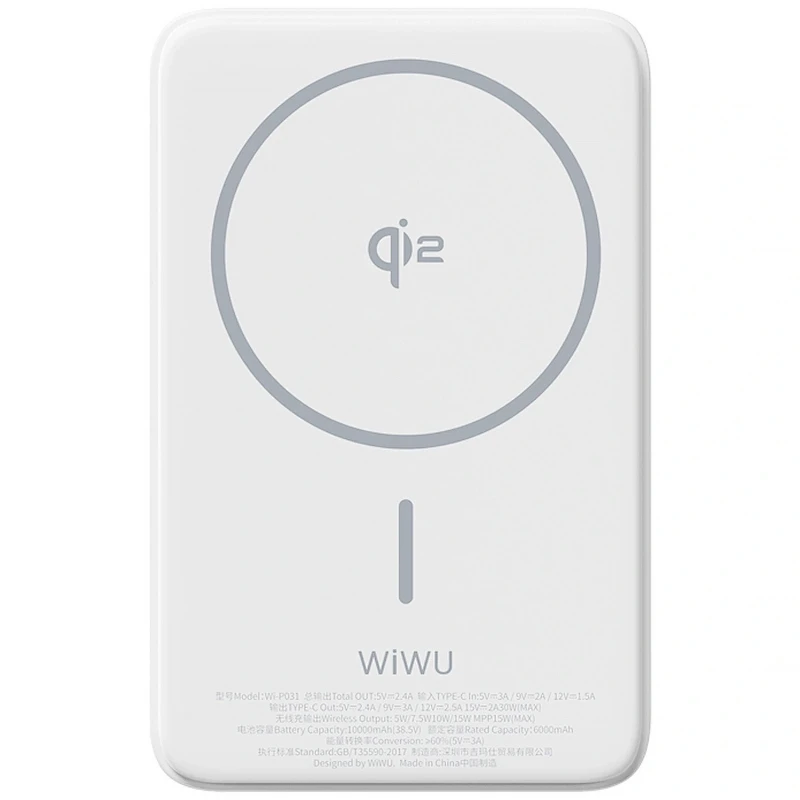 Портативний ЗП Power Bank WIWU Wi-P031 Magnetic з БЗП Qi2 30W 10000 mAh фото 1 з 1