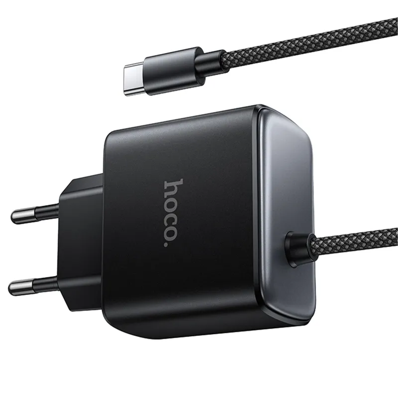 МЗП Hoco C163A New PD25W (1USB-C) + вбудований кабель Type-C – Black. Фото 4 з 6