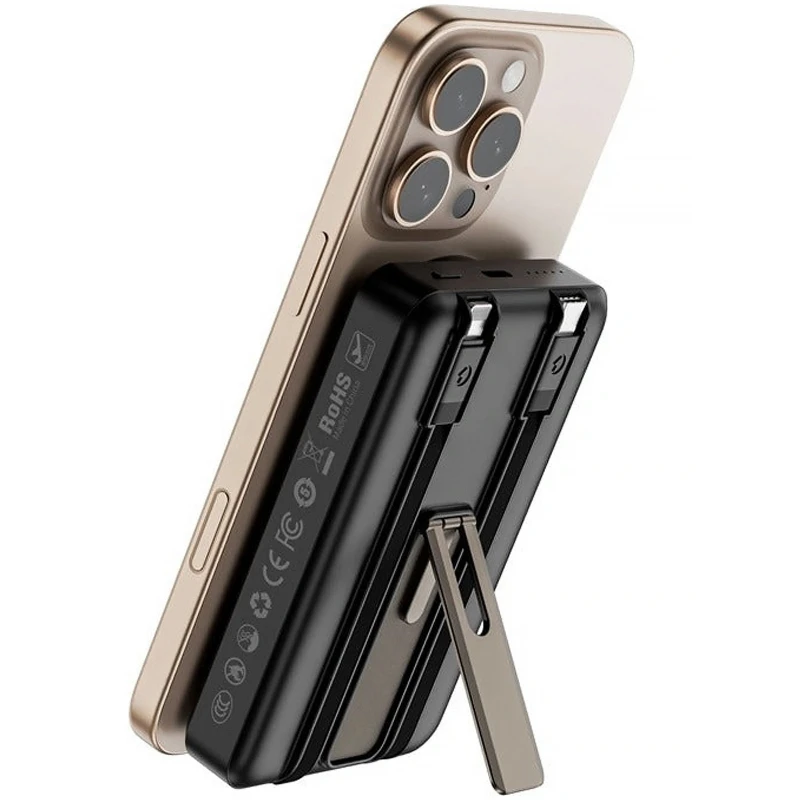 Портативний ЗП Power Bank WIWU Wi-P056 22.5W+PD20W з БЗП+iWatch with cable 10000 mAh – Black. Фото 5 з 5