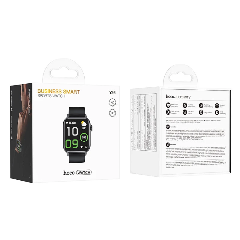 Смарт-годинник Hoco Smart Watch Y26 Smart sports watch (call version) – Black. Фото 5 з 5