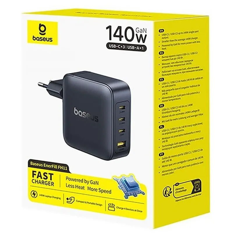 МЗП Baseus EnerFill FH11 PD140W+QC3.0 (1USB-A/3C) (E0121J) – Cosmic Black. Фото 3 з 3