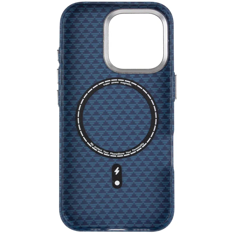 Чехол TPU+PC KVZV Triangular Pattern with Magnetic Fit для Apple iPhone 16 Pro Max – Blue. Фото 4 из 6