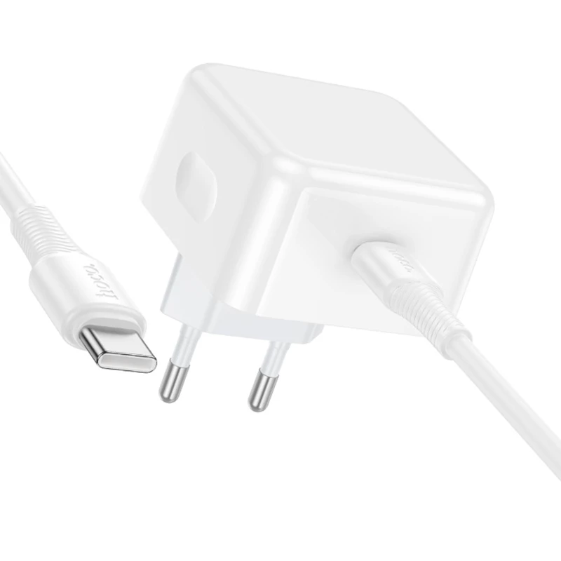 СЗУ Hoco C161A Speed PD40W (1USB-C) + кабель Type-C to Type-C – White. Фото 4 из 6