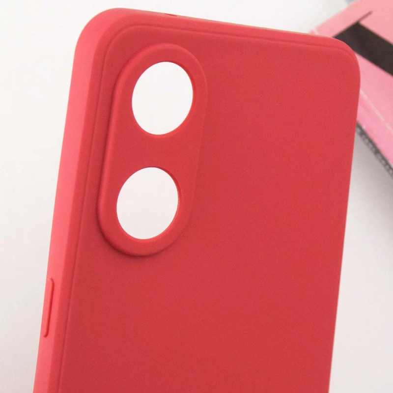Цветной силиконовый чехол с защитой камеры для Oppo Reno 8T 4G – Красный / Camellia. Фото 7 из 8