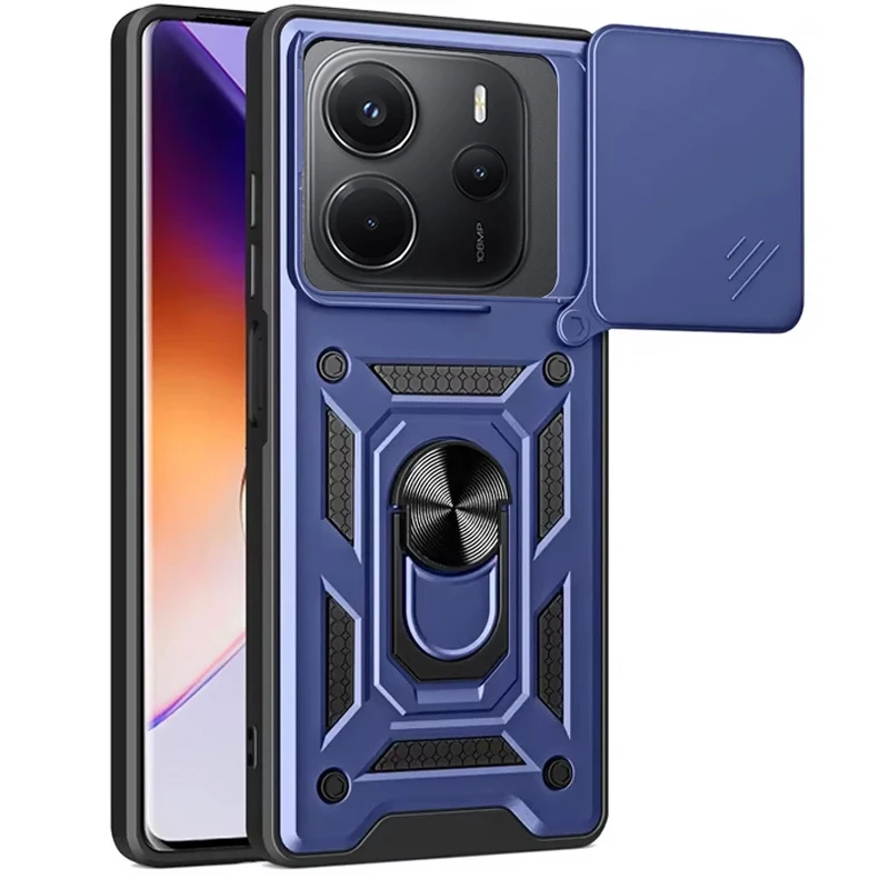 Ударопрочный чехол Ummi Camshield Serge Ring (in box) для Xiaomi Redmi Note 14 4G (Europe version) – Синий / Navy. Фото 1 из 1