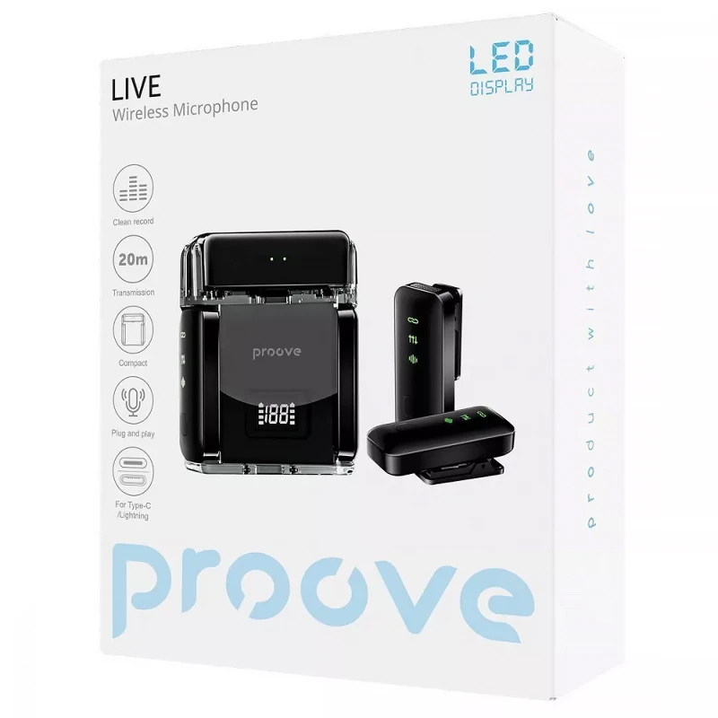 Петличный беспроводной микрофон Proove Live – Black. Фото 2 из 6