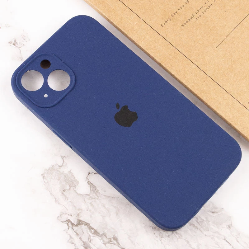Чехол Silicone Case с защитой камеры для Apple iPhone 15 Plus (6.7") – Синий / Deep navy. Фото 4 из 4