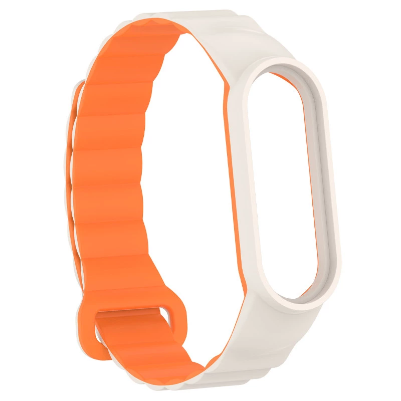 Ремінець Dual-color Magnetic для Xiaomi Mi Band 7/6/5/4/3 – White / Orange. Фото 3 з 4