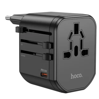 Сетевой универсальный переходник Hoco AC15 Walker PD20W+QC3.0 (2USB-A/1C) (EU) фото 1 из 5