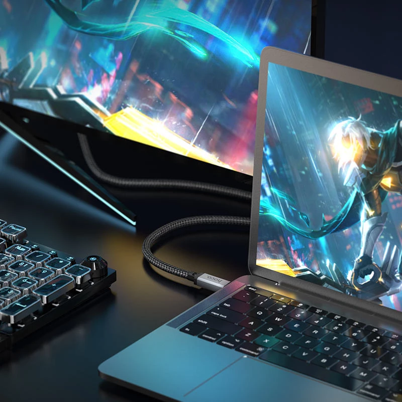 Дата кабель Hoco US05 Type-C to Type-C 100W USB4 40Gbps (1m) – Black. Фото 4 з 5