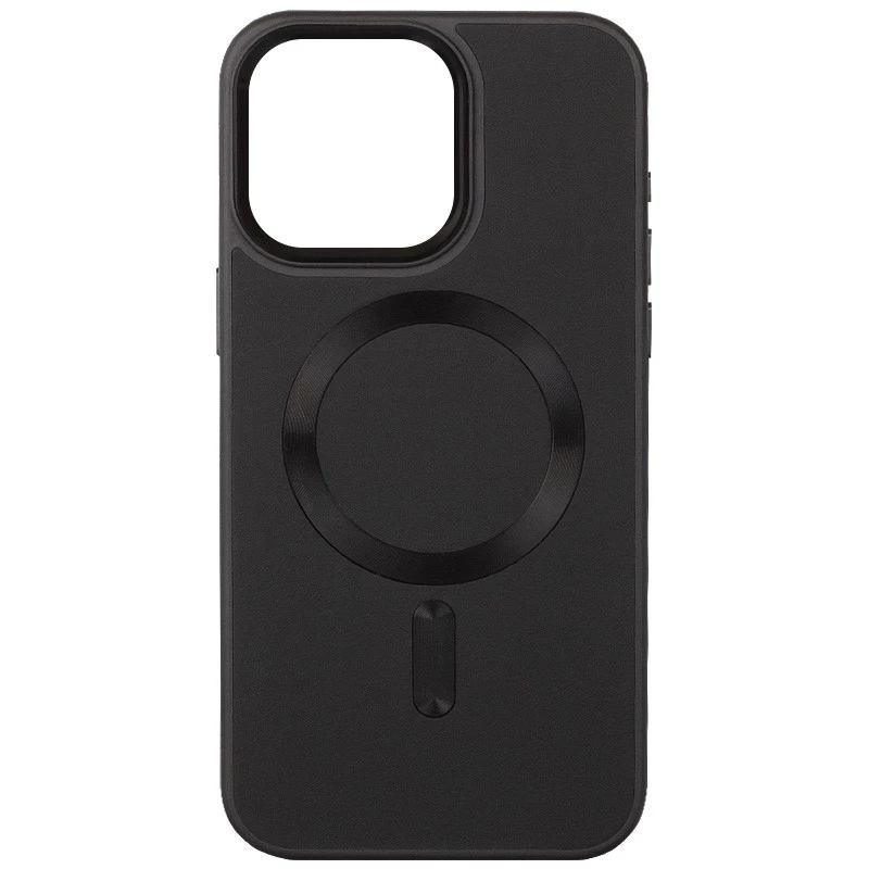 

Шкіряний чохол Bonbon з металевими кнопками та MagSafe на Apple iPhone 15 (6.1") (Чорний / Black)