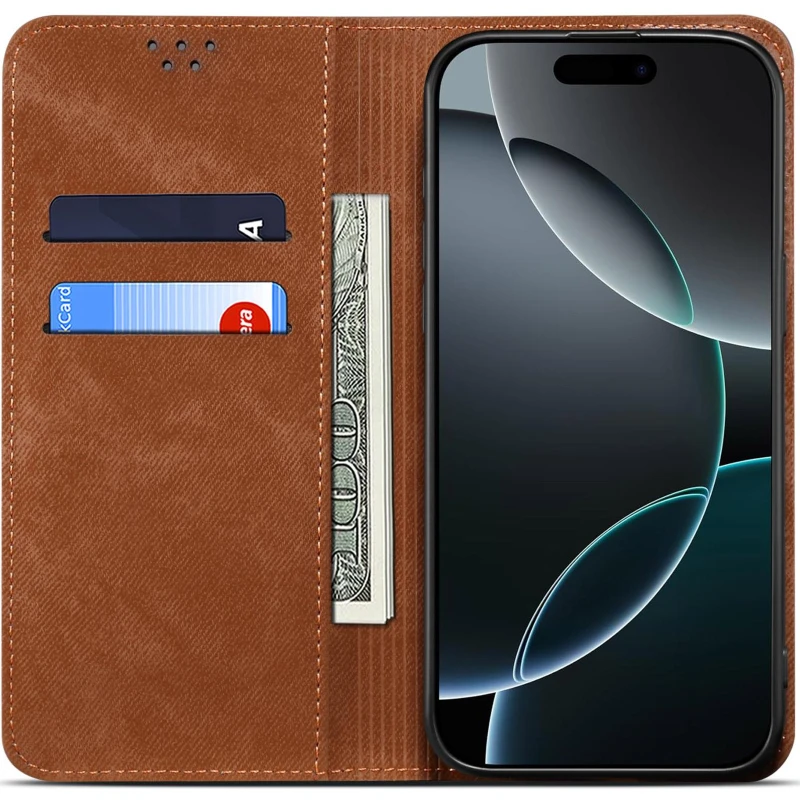Шкіряний чохол-книжка Urban Denim series для Samsung Galaxy A16 4G/5G – Brown. Фото 2 з 4