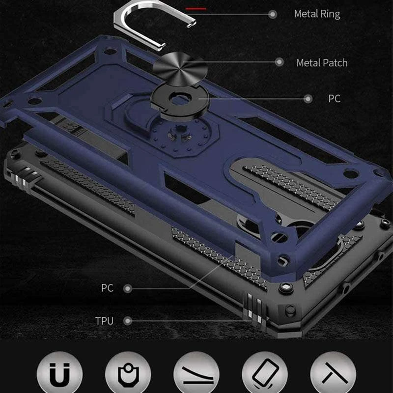 Противоударный чехол Serge Ring с кольцом для Xiaomi Redmi Note 9 / Redmi 10X – Темно-синий. Фото 6 из 6