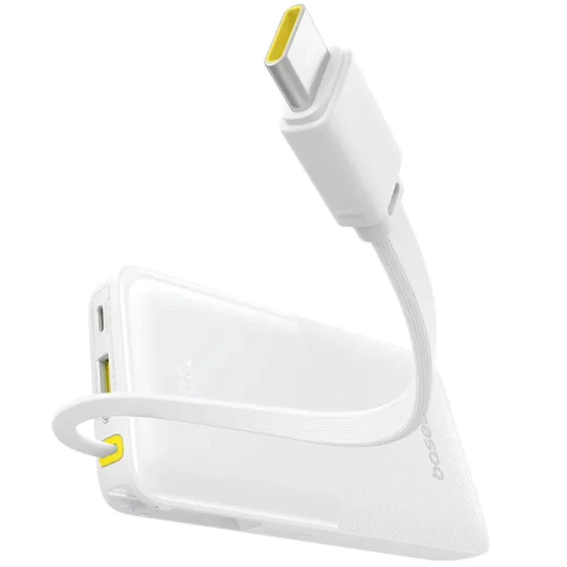 Портативное ЗУ Power Bank Baseus Bipow 2 Digital Display PD20W with cable 10000 mAh (P10077101113) – Moon White. Фото 6 из 6