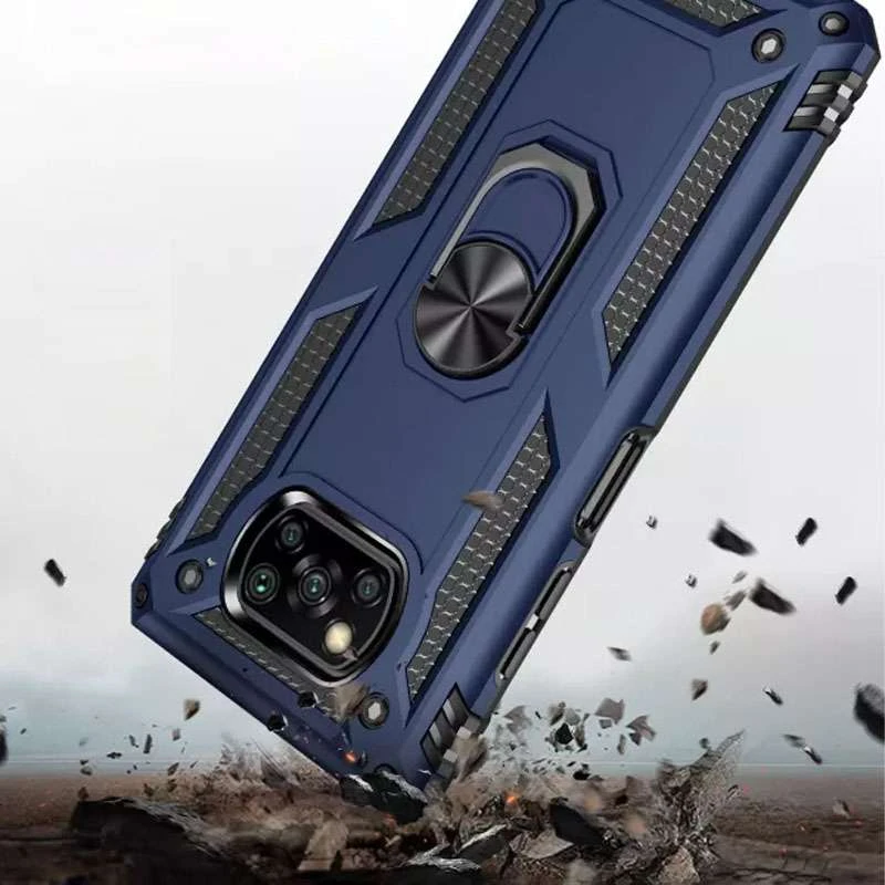 Протиударний чохол Serge Ring з кільцем на Xiaomi Poco X3 NFC / Poco X3 Pro – Темно-синій. Фото 7 з 7