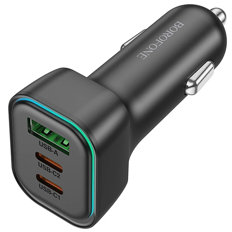 АЗП Borofone BZ28C Trophie PD60W+QC3.0 (1USB-A/2C) – Black. Фото 3 з 4