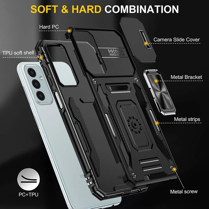 Ударопрочный чехол Square Ring c шторкой на камеру для Samsung Galaxy M13 4G – Черный / Black. Фото 6 Ударопрочный чехол Square Ring c шторкой на камеру для Samsung Galaxy M13 4G – Черный / Black. Фото 6 из 6