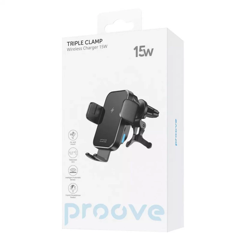 Автотримач з БЗП Proove Triple Clamp 15W – Black. Фото 6 з 6